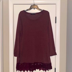 Maroon three quarter swing dress